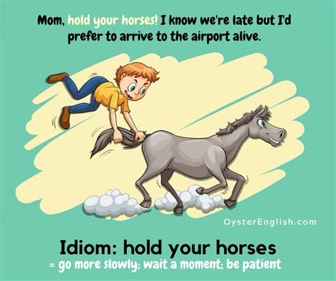 Idiom: Hold your horses (meaning & examples)