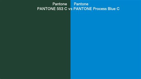 Pantone 553 C vs PANTONE Process Blue C side by side comparison