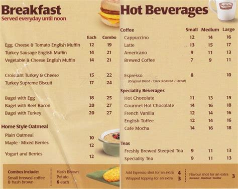 Tim Hortons Menu, Menu for Tim Hortons, Al Nahda, Sharjah - Zomato