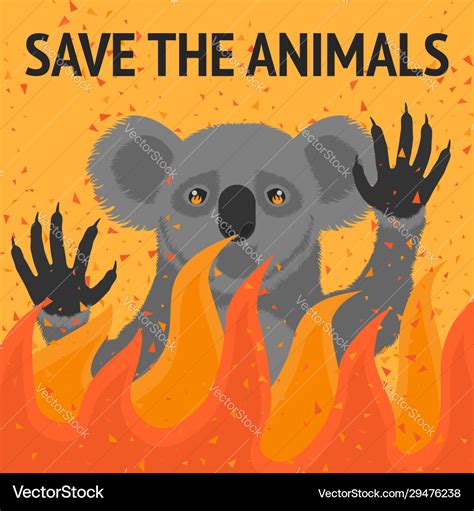 Save animals from fire poster Royalty Free Vector Image