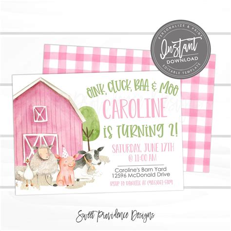 Invitations Paper & Party Supplies Invitations & Announcements Editable Farm Barn Barnyard ...