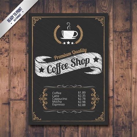 Download Coffee Menu In Blackboard Style for free | Cardápio de café, Design de menu de ...