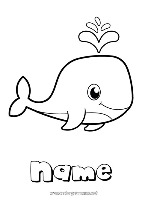 Coloring page No.1637 - Cute Whale Animal