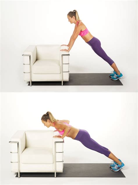 Arms and Chest: Elevated Push Ups | Easy Standing Exercises For Abs ...