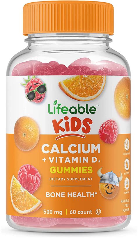 Lifeable Calcium Vitamin D Gummies For Kids – 500 mg – 60 Gummies ...