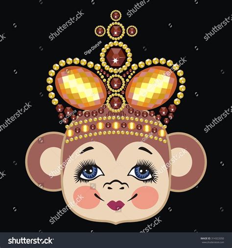 Monkey Crown Monkey Queen Pattern Head Stock Vector (Royalty Free ...