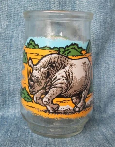 VINTAGE WELCH'S WWF Black Rhino Endangered Species Drinking Glass Bb3 ...