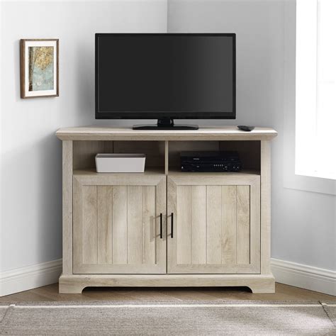 Douglas Two-Door White Oak Corner TV Stand by Birch Harbor - Walmart.com - Walmart.com