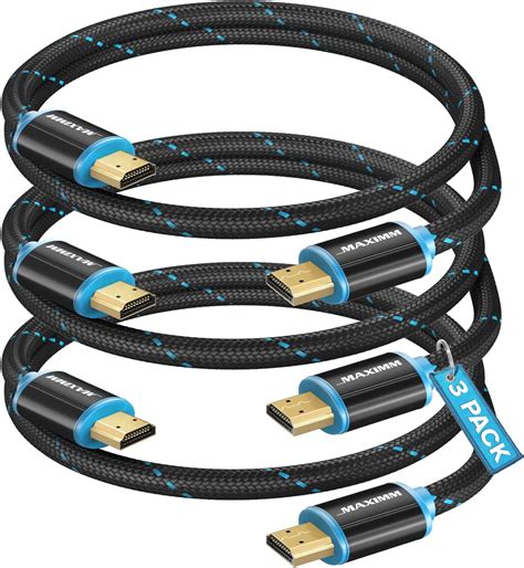 Amazon.com: HDMI Cable 4K Ultra HD 1.5 Foot (3 Pack) Nylon Braided HDMI ...