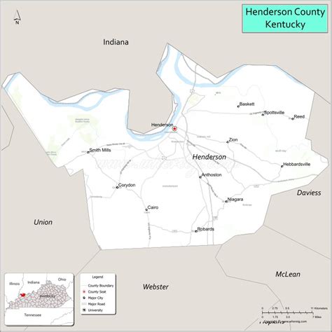 Map of Henderson County, Kentucky - Where is Located, Cities ...