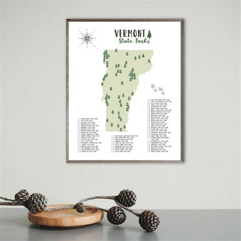 Vermont State Parks Map | Vermont Map Print | Gift For Hiker – Nomadic ...