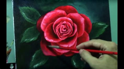 Lição de Pintura Acrílica - Flor Rosa Vermelha por JM Lisondra | Rose ...