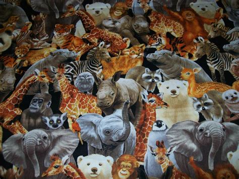 Per Yard Packed Animal Print Fabric/ Animal Kingdom Safari