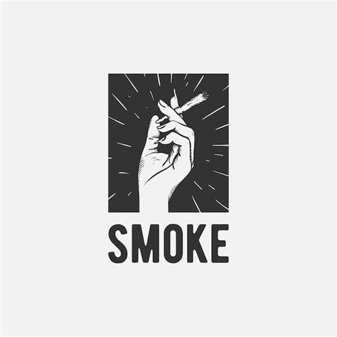 Premium Vector | Retro smoke logo design with the hand holding a cigarette