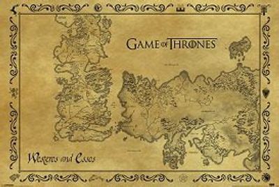 Game of Thrones Wall Map l Map of Westeros and Essos