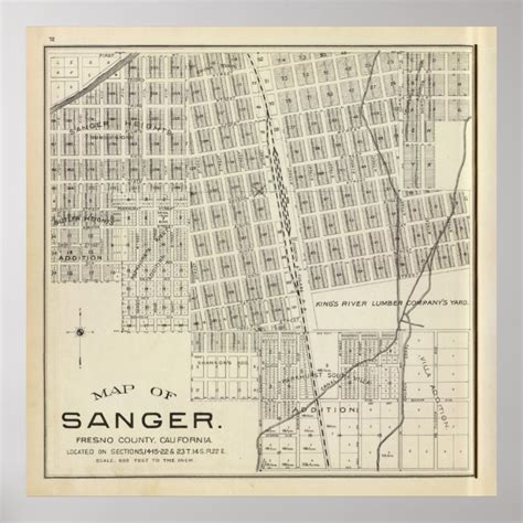 Old Sanger CA Map (1891) Poster | Zazzle