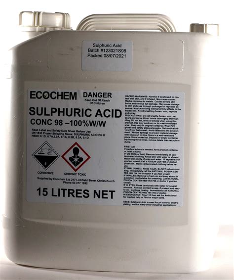 Sulphuric Acid - Concentrated 98% w/w - Ecochem Limited