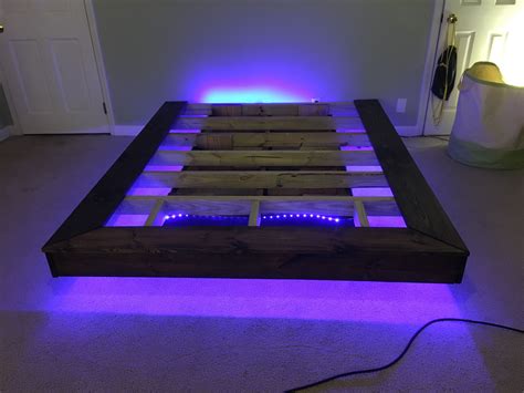 Floating bed frame with LEDS | Floating bed diy, Floating bed frame, Diy bed frame plans