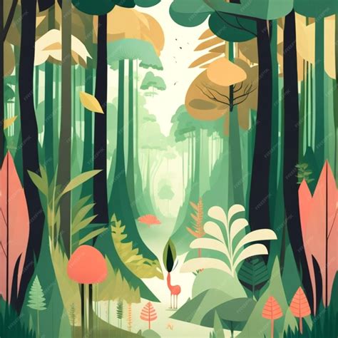 Premium AI Image | A poster for a forest with a forest in the background.