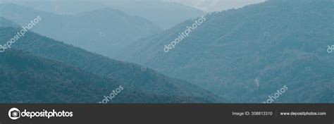 Panoramic Shot Scenic Landscape Green Mountains — Stock Photo ...