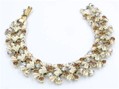 Jewelcraft 1960s rhinestone gold vintage bracelet - Bejewelled Vintage