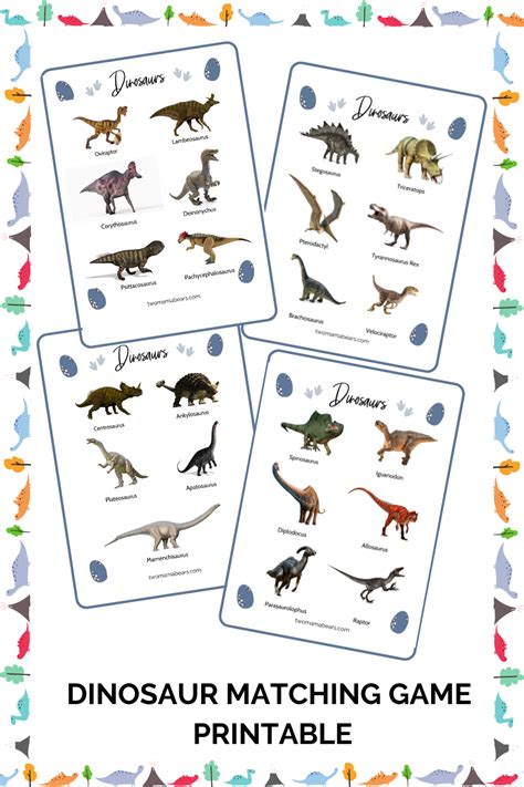 Dinosaur Matching Game Printable in 2021 | Dinosaur matching game, Dinosaur printables, Dinosaur ...