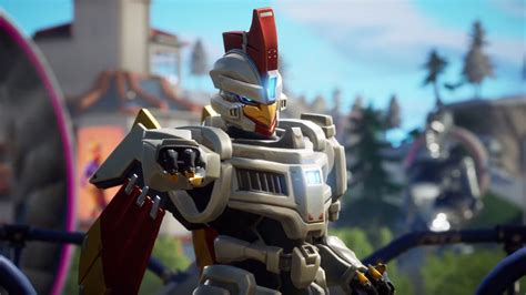 The Fortnite Season 9 skins feature an aggressive robot chicken