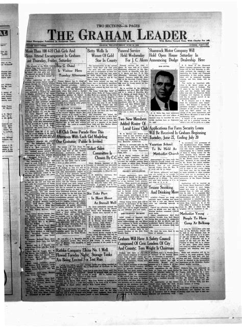 The Graham Leader (Graham, Tex.), Vol. 63, No. 46, Ed. 1 Thursday, June 22, 1939 - The Portal to ...