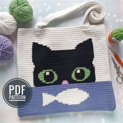 Crochet Cat Pattern, Crochet Bag Pattern, Crochet Tote Bag Pattern - Etsy