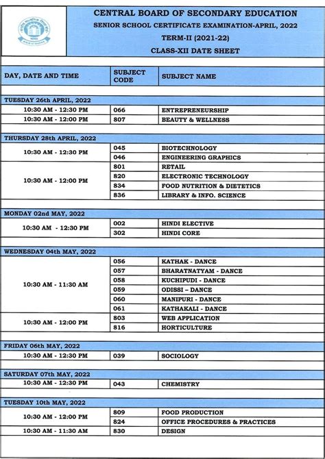 Board Exam 2024 Date Sheet Class 12 - Image to u