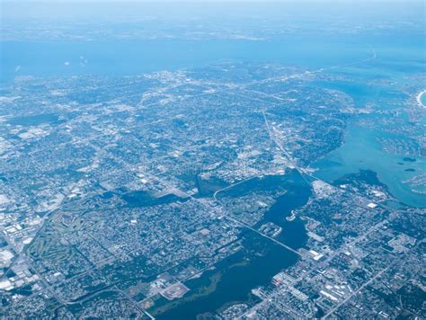 Aerial view of tampa bay stock image. Image of crane - 154649993