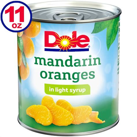 Dole Mandarin Oranges in Light Syrup, All Natural Fruit, Non-GMO, 11 Oz Can - Walmart.com ...