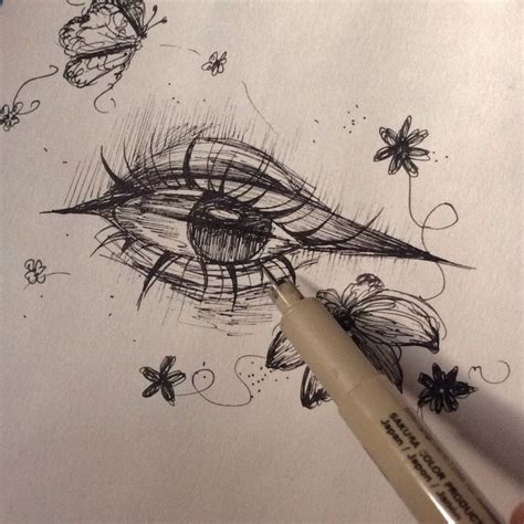 pen sketching eyes | Micron pen art, Aesthetic drawing, Eye sketch