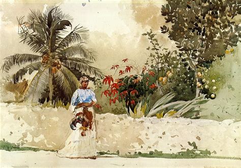 Hand painted oil painting reproduction on canvas of On the Way to Bahamas by artist Winslow ...