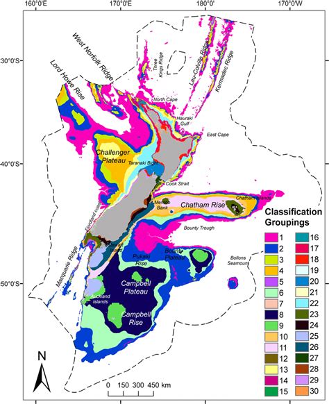 Geographic distributions of 30-group demersal fish classification for ...