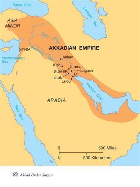 Map of the Akkadian Empire in the Middle East