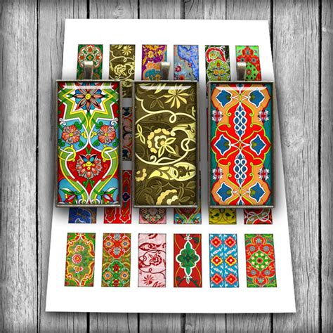 Floral Art Domino Tiles 1x2 Inch, 0.75x1.5 Inch Bamboo Size for ...