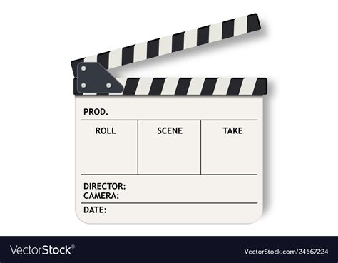 White film clapperboard slate realistic Royalty Free Vector