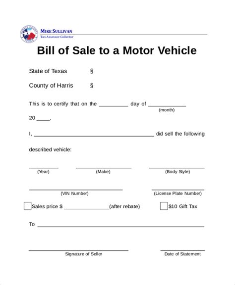 FREE 9+ DMV Bill of Sale Form Samples in PDF | MS Word