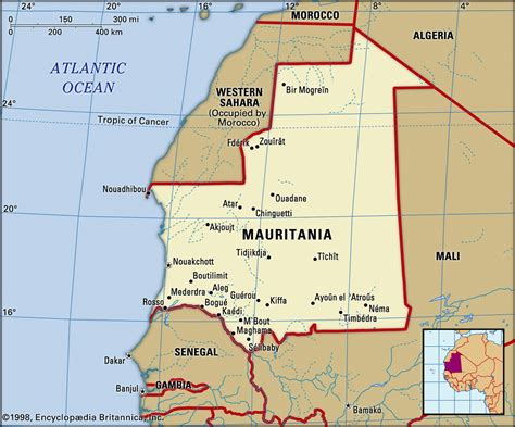 Map of Mauritania and geographical facts, Where Mauritania on world map ...