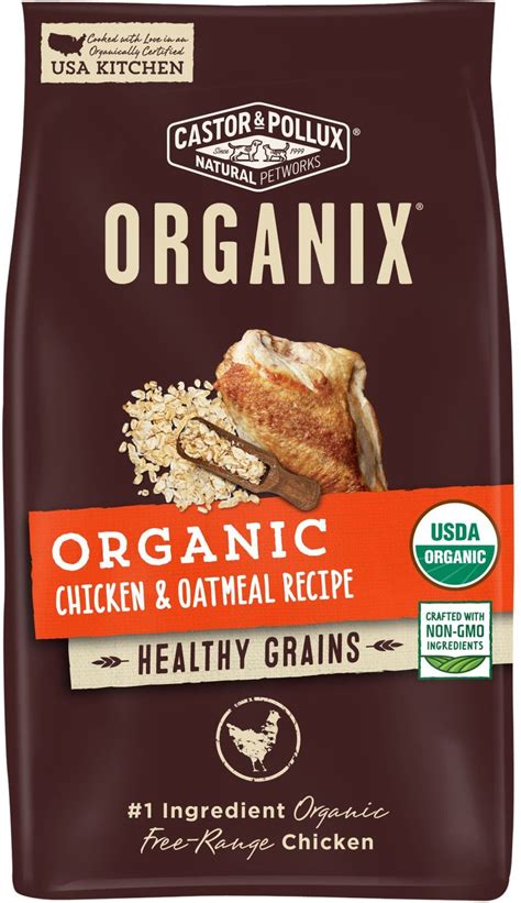 CASTOR & POLLUX ORGANIX Organic Chicken & Oatmeal Recipe Dry Dog Food, 18-lb bag - Chewy.com