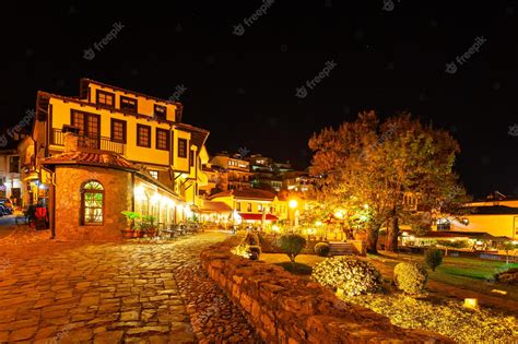 Premium Photo | Ohrid old town at night macedonia