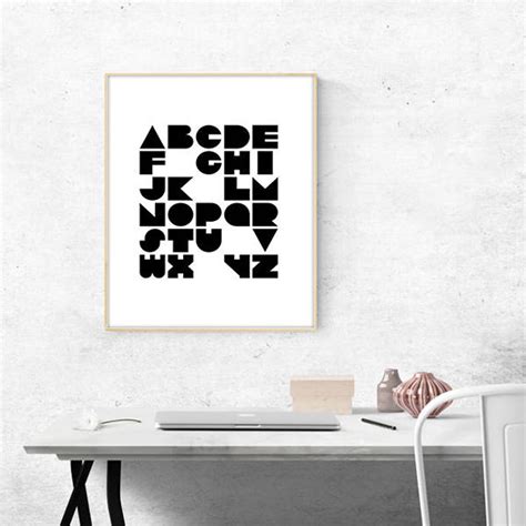 Alphabet Poster,abc Wall Art, ABC Poster, ABC Chart, Alphabet Print, Abstract Print, Black and ...