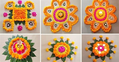 Flower Rangoli Designs For Corner | Best Flower Site