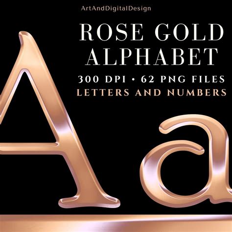 ROSE GOLD ALPHABET, Rose Gold Letters & Numbers, Rose Gold Typography, Png Files, Transparent ...