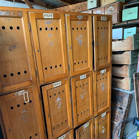 Vintage wooden lockers. | Wooden lockers, Antiques, Stuff to buy