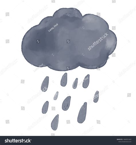 Watercolor Drawing Dark Cloud Rain Cartoon Stock Illustration ...