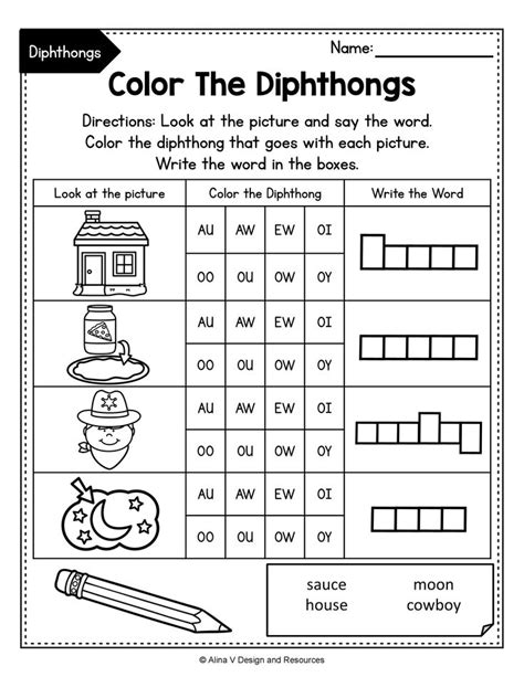 Diphthong Activities BUNDLE, diphthong activities, vowel diphthongs worksheets | Phonics ...