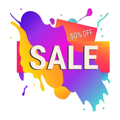 sale banner, bright colors, splashes, 50 percent off, vector ...