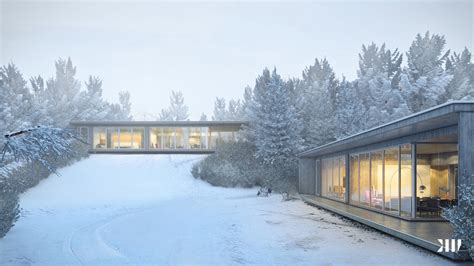 Glass sided house in snow | Interior Design Ideas